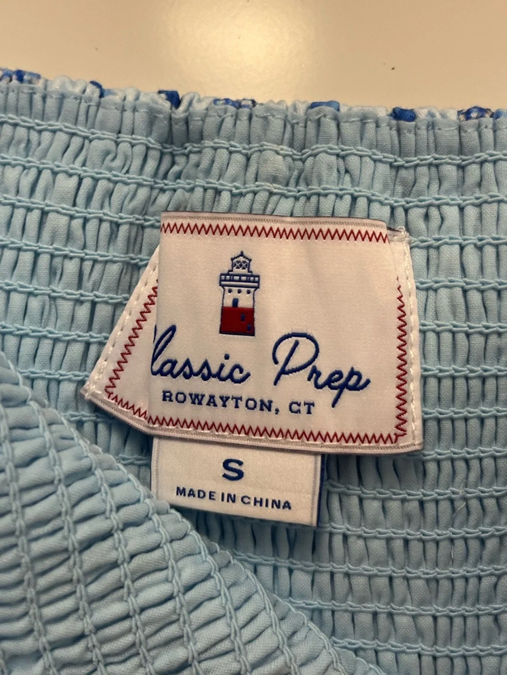 Classic Prep Cotton Blend Blue Gingham Lobsters Smocked Hadley Dress Sz. S‎ NWT